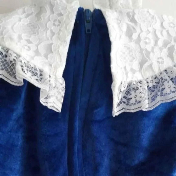 Vintage Little Princess Blue Velvet Dress with lace collar Size 3 - Picture 4 of 5